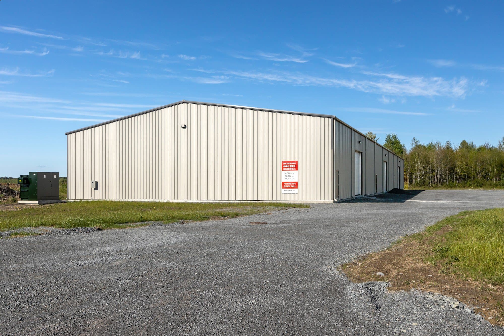Prefabricated steel warehouse building erected in the open