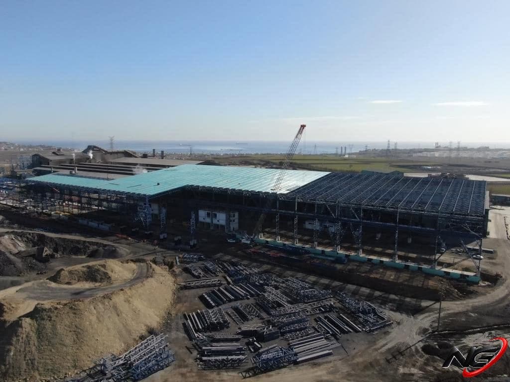 Steel roof structure of the Kaptan Demir Çelik plant, seen from above